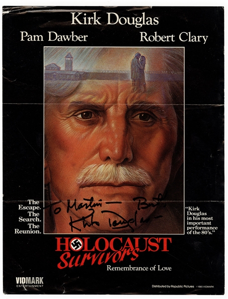 Kirk Douglas Signed "Holocaust Survivors" Movie Promotional Sheet