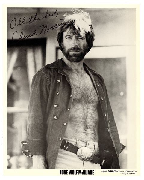 Chuck Norris Signed "Lone Wolf McQuade" Promotional Movie Photograph