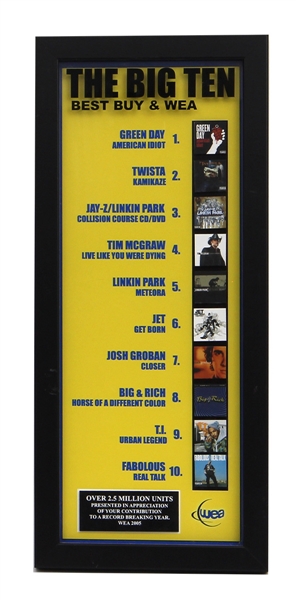 2005 WEA "The Big 10" Best Buy and Warner Music Group Top Ten Album Sales Display