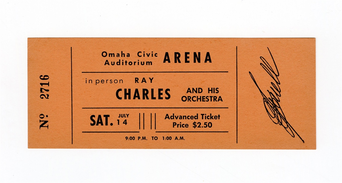 Ray Charles Original Omaha Civic Auditorium Concert Ticket