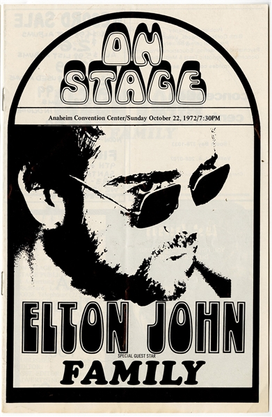Elton John Original 1972 Concert Program