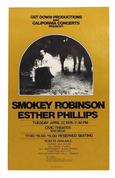 Smokey Robinson Original 1976 Cardboard Concert Poster