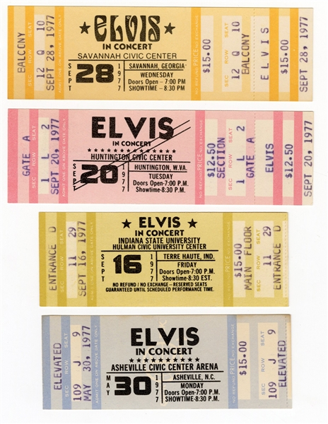 Elvis Presley Collection of Four Unused Concert Tickets