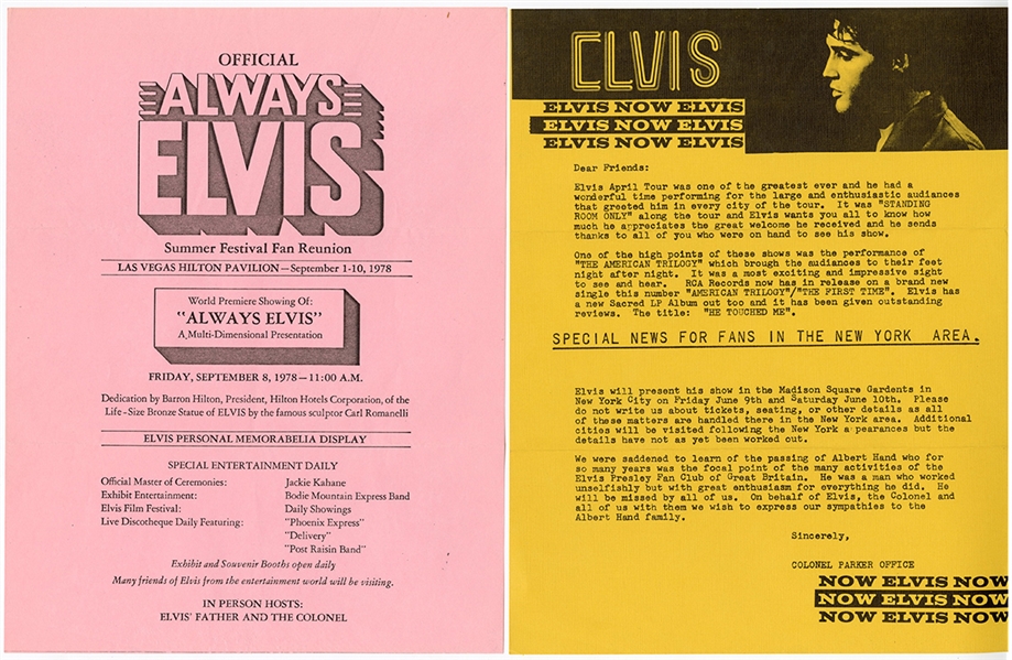 Elvis Presley Original Tour Itineraries from the 1970s