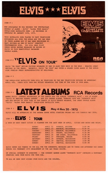 Elvis Presley Original May, 1973 Concert Poster