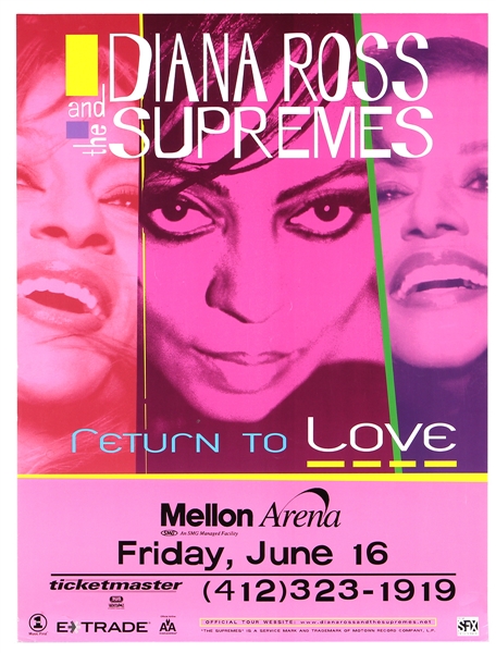 Diana Ross and The Supremes "Return to Love Tour" Original Concert Poster