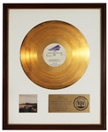 The Moody Blues "Seventh Sojourn" Original RIAA White Matte Gold Album Award Presented to the Moody Blues