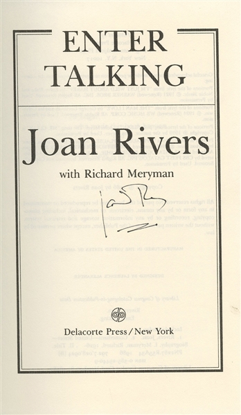 Joan Rivers Signed “Enter Talking” Book