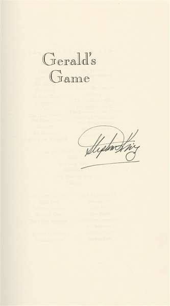 Stephen King Signed “Gerald’s Game” (1st Edition) Book