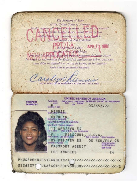 Bob Dylans Wife Dennis Carolyn Original Passport