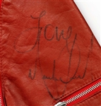 Michael Jackson Signed Beat It Style Red Leather Jacket with HIStory World Tour Backstage Pass, VIP Pass and Parking Pass