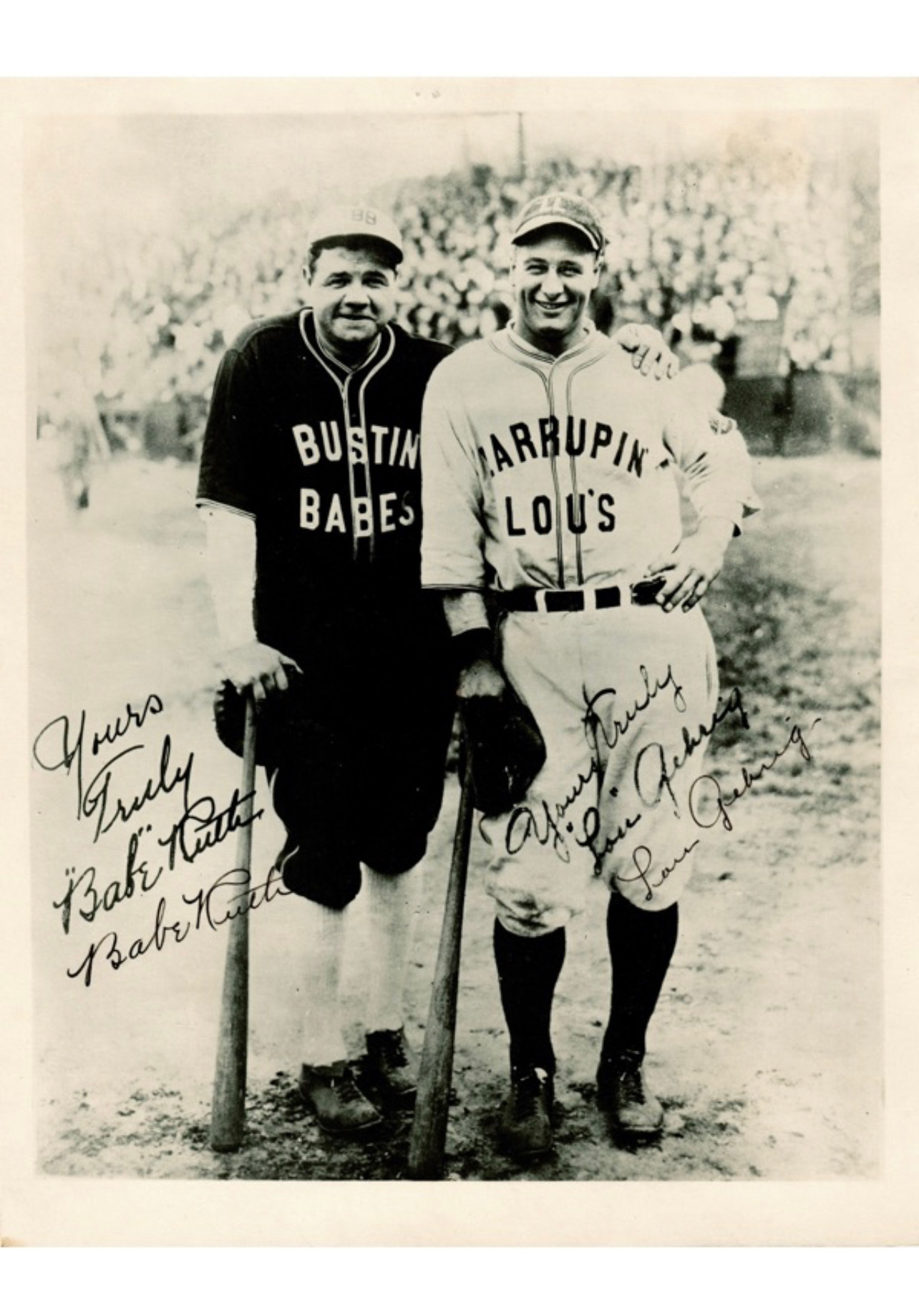 Babe Ruth Lou Gehrig Photo 8X10 Yankees Barnstorming Tour 1931 Spalding Sponsor 