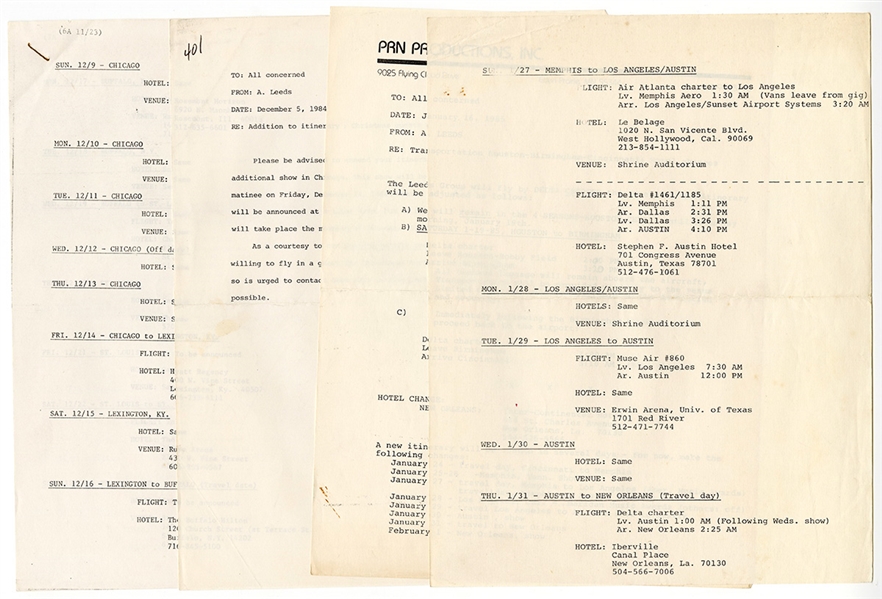 Prince "Purple Rain" Original Tour Itineraries