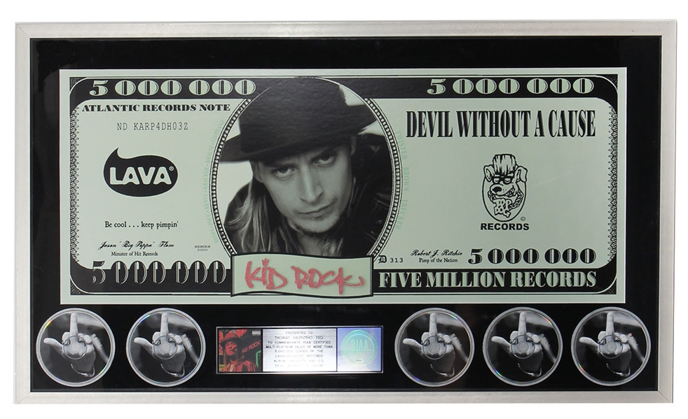 Kid Rock "Devil Without a Cause" Original RIAA Platinum Award Display 