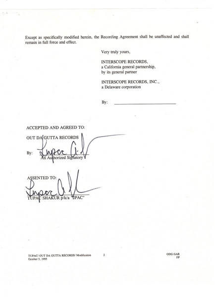 Lot Detail - Tupac Shakur’s Historic “Death Row Records Bail Agreement