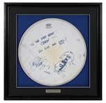 Steely Dans Peter Erskine "Late Show With David Letterman" Stage Played, Signed, Dated, Inscribed Drum Head with Hand-Drawn Self-Portrait