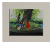 Winnie-the Pooh with Owl Original Cartoon Cell Artwork with Original Concept Drawings