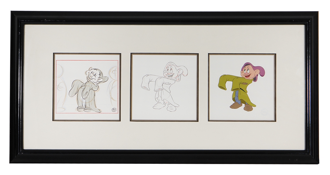 Walt Disney Snow White and The Seven Dwarfs Original Limited Edition Dopey “Let Me See Your Hands” Original Three-Aperture Sericel