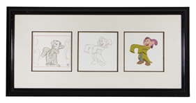 Walt Disney Snow White and The Seven Dwarfs Original Limited Edition Dopey “Let Me See Your Hands” Original Three-Aperture Sericel