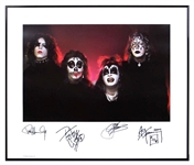 KISS 1974 Debut Album Cover Outtake Photo Lithograph Poster from 1998 Signed in 2000 Gene Simmons Paul Stanley Peter Criss Ace Frehley