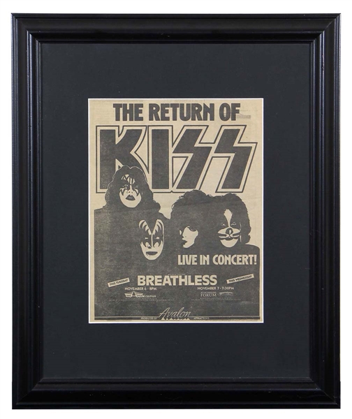 KISS Dynasty Tour Newspaper Concert Ad Mini Poster 1979 for 2 Shows Nov 6 Anaheim, California & Nov 7 LA Forum California