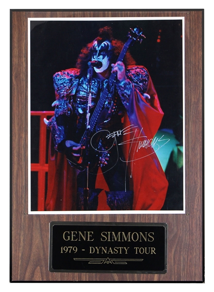 KISS Gene Simmons Signed 1979 Dynasty Concert Tour 2FT Wood Photo Plaque Display