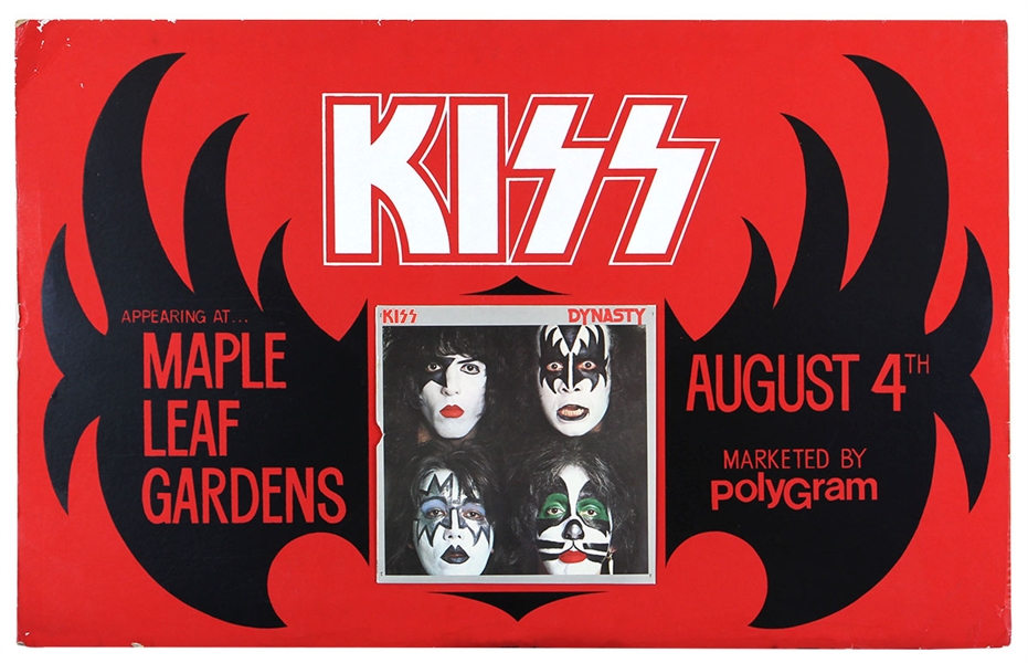 KISS Dynasty Tour Promo 4FT Concert Cardboard Poster Display For August 4, 1979 Maple Leaf Gardens Show Toronto, Canada