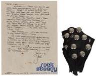 KISS Gene Simmons (Gino) 1975 Handwritten Letter to Girlfriend with Dressed To Kill Tour Costume Piece Swatch Section Mentioned in Letter