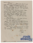 KISS Gene Simmons (Gino) 1975 Handwritten Letter to Girlfriend with Dressed To Kill Tour Costume Piece Swatch Section Mentioned in Letter