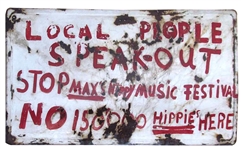 Woodstock 1969 Music Festival Original Oversized Protest Sign (Photo-Matched)