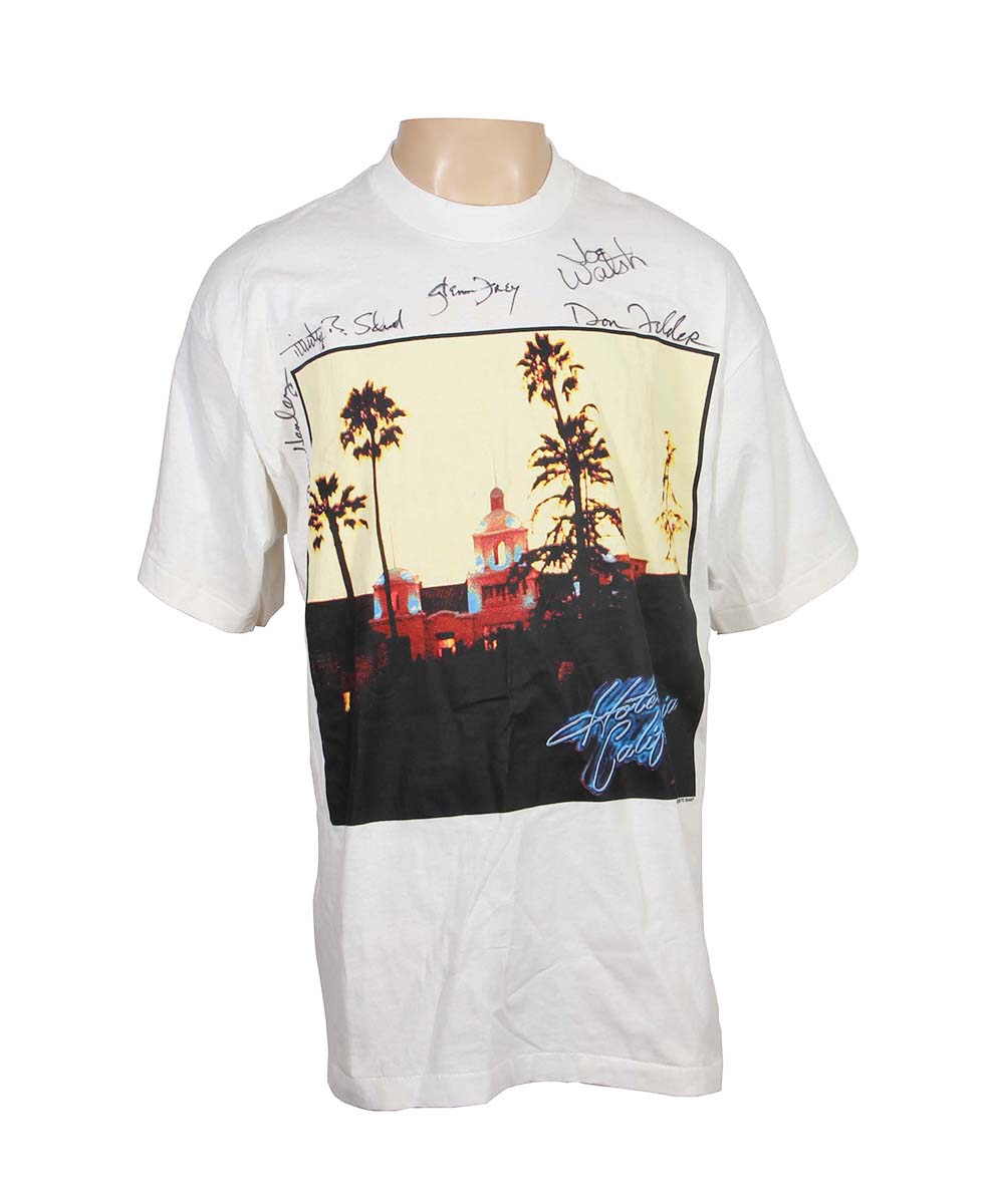 Lot Detail - The Eagles Fully Signed “Hotel California” T-Shirt REAL