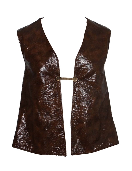 Sonny Bono "Sonny and Cher" 1970s Stage Worn Faux Brown Leather Vest
