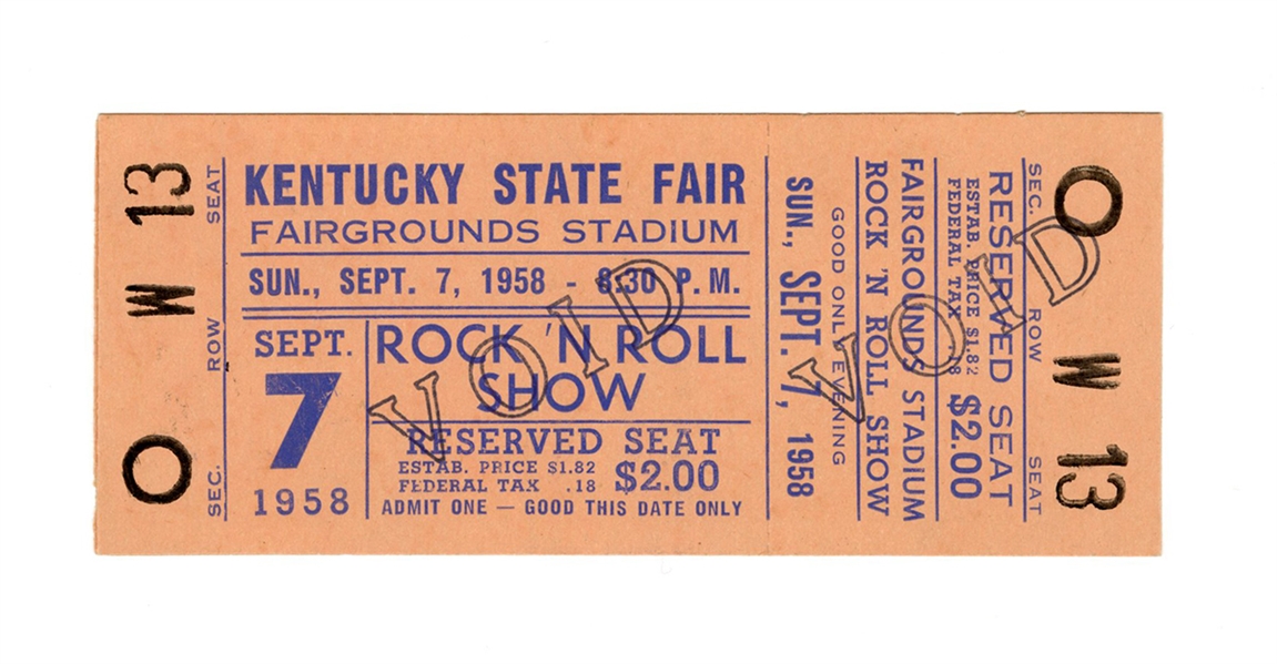 Original Roy Rodgers/Sons of the Pioneers 1958 Kentucky State Fair Ticket Stub