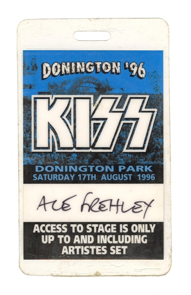 KISS Ace Frehley Personal Laminate Backstage Pass Alive Worldwide Reunion Tour Monster Of Rock Donington August 17, 1996 UK Concert
