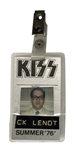 KISS Destroyer Tour Summer 1976 CK Lendt Business Manager Personal I.D. Badge Backstage Laminate Pass
