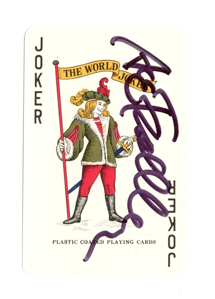 KISS 1970s Ace Frehley Signed Las Vegas Joker Souvenir Playing Card -- Vintage Autograph