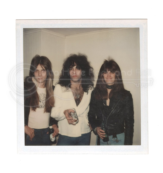 KISS Original Vintage Polaroid Photo of Paul Stanley With Members of Angel Backstage Late 1976 or Early 1977 formerly owned by Ace Frehley
