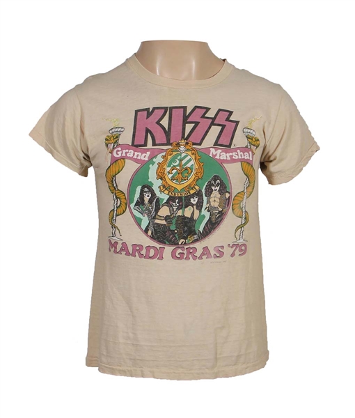 KISS 1979 Grand Marshal Mardi Gras T-Shirt Tan Version Aucoin New Orleans, Louisiana