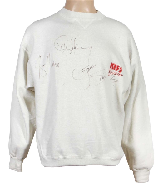 KISS Forever Hot In Shade USA Promo Sweatshirt 1990 Signed Paul Stanley Gene Simmons Bruce Kulick