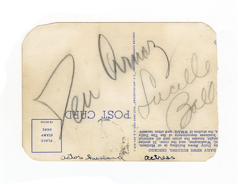 Lucille Ball and Desi Arnaz Signed Postcard