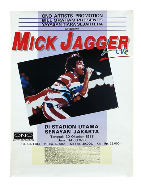 Mick Jagger Live In Senayan, Jakarta October 30th, 1988 Collection of Memorabilia