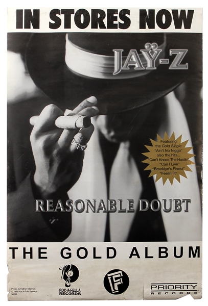 Jay-Z 1996 “Reasonable Doubt” Debut Album Very Rare Promotional Poster