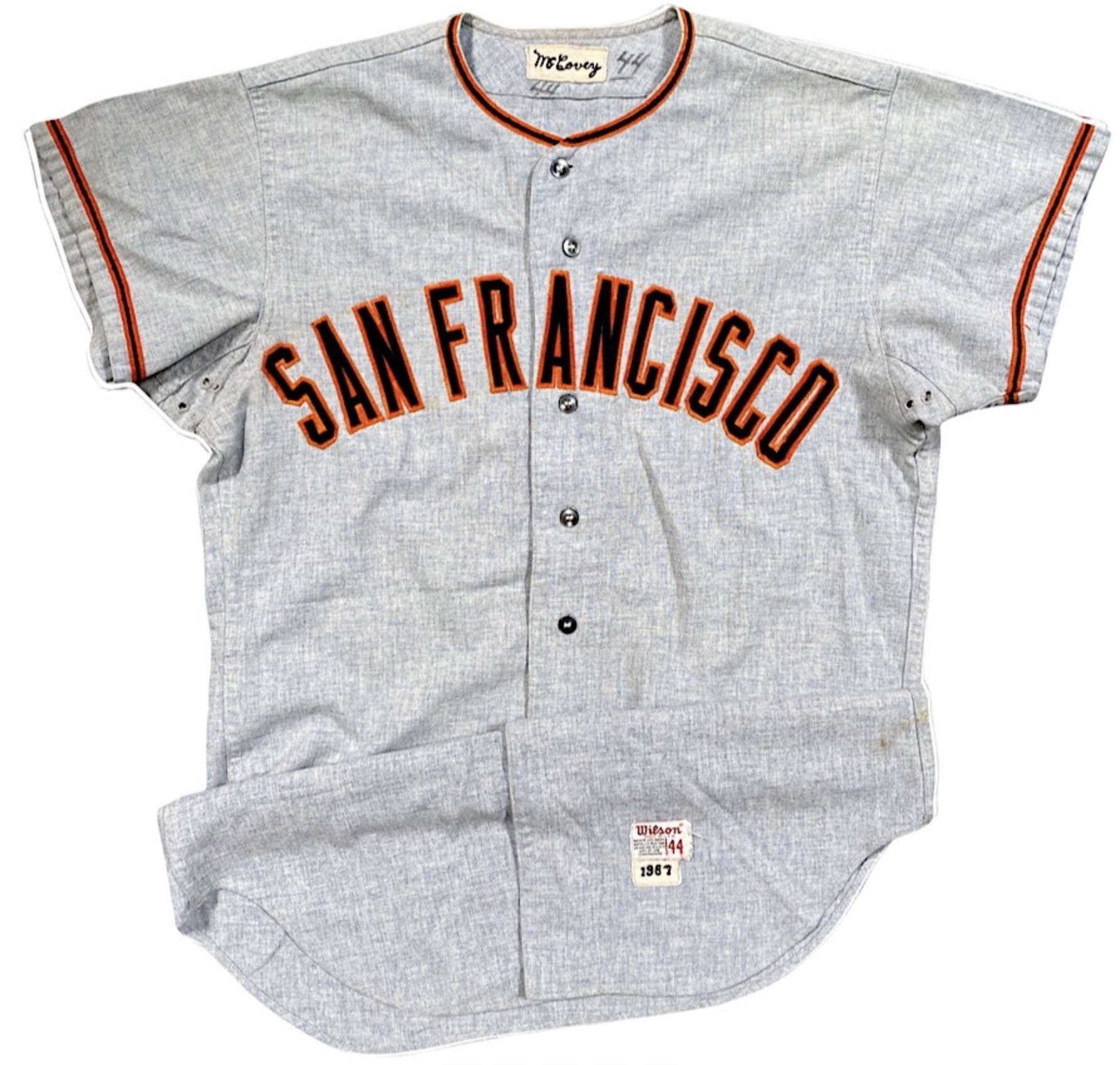 Lot Detail - 1967 Willie McCovey SF Giants Game-Used Road Flannel