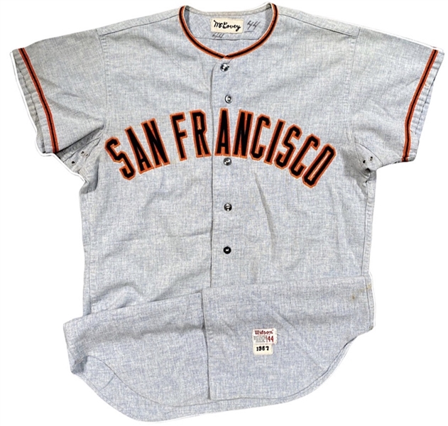 1967 Willie McCovey SF Giants Game-Used Road Flannel Jersey (Outstanding Use) MEARS A10 