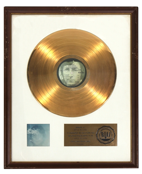 John Lennon “Imagine” Original RIAA White Matte Gold Album Award