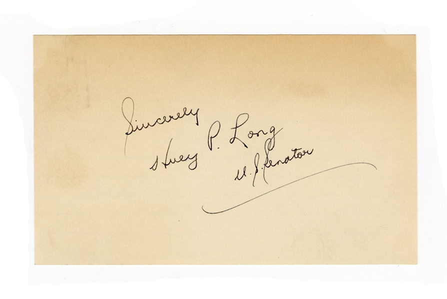 Huey P. Long Signed Card