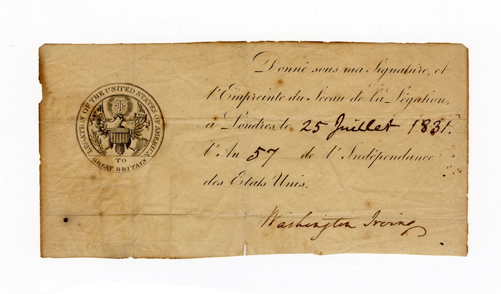 Washington Irving Signed Promissory Note