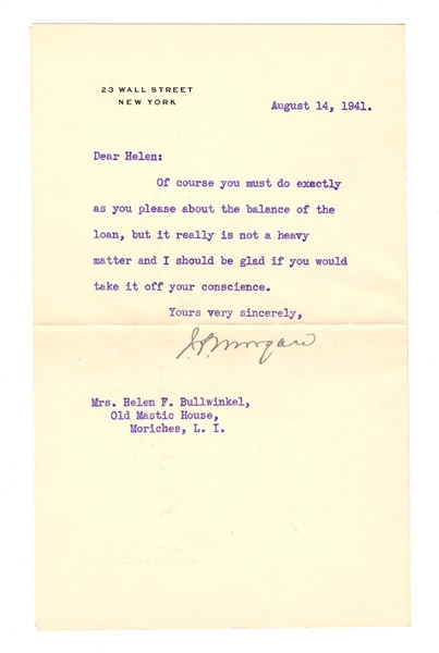 J.P. Morgan Signed Letter