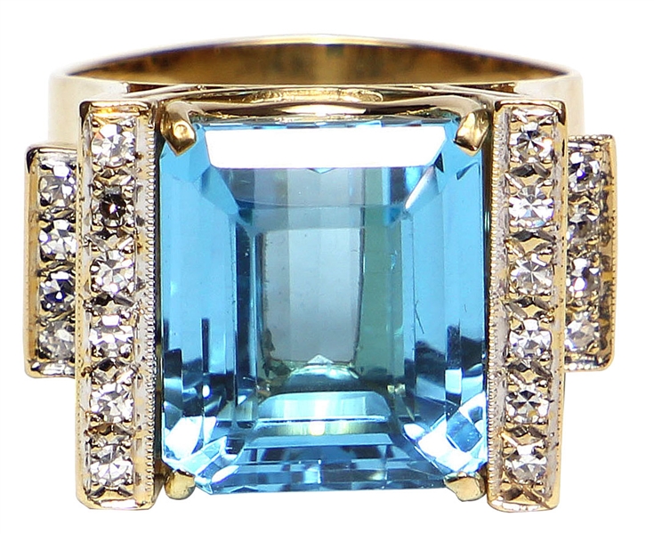 Elvis Presley Owned & Stage Worn 18kt Gold Diamond and Blue Topaz Ring