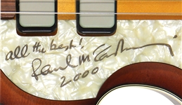 Paul McCartney Beautifully Signed Left-Handed Höfner Bass Caiazzo